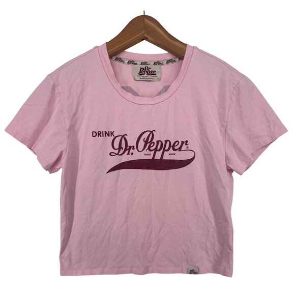 Dr Pepper Womens TShirt Sz XL Pink/Maroon Logo Double-Sided Novelty Blogger Fave - Picture 1 of 11